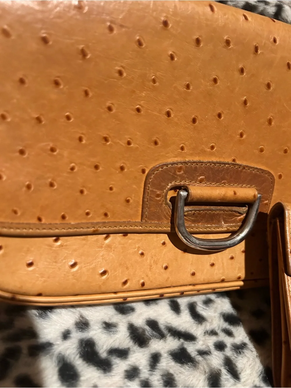 Dooney & Bourke vintage Ostrich leather large flap shoulder bag with Wallet